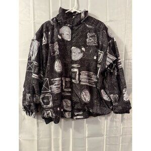 Kaktus 2X Rad Art-to-Wear Fiber Art Black White Lux‎ Funky Jacket Womens Vintage